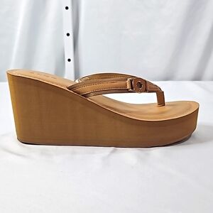 Aldo Tan Leather Birawien Wedge Sandals SIZE 9